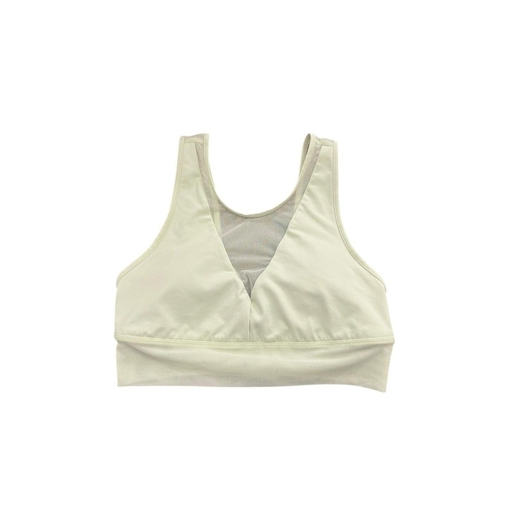 ALO Yoga Jubilee Sports Bra Women's Medium Mesh‎ Inset V-Neck Lemon Lime Yellow